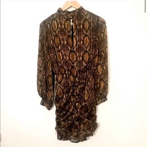 Zara Black & Brown Animal Print Long Sleeve Dress, size small